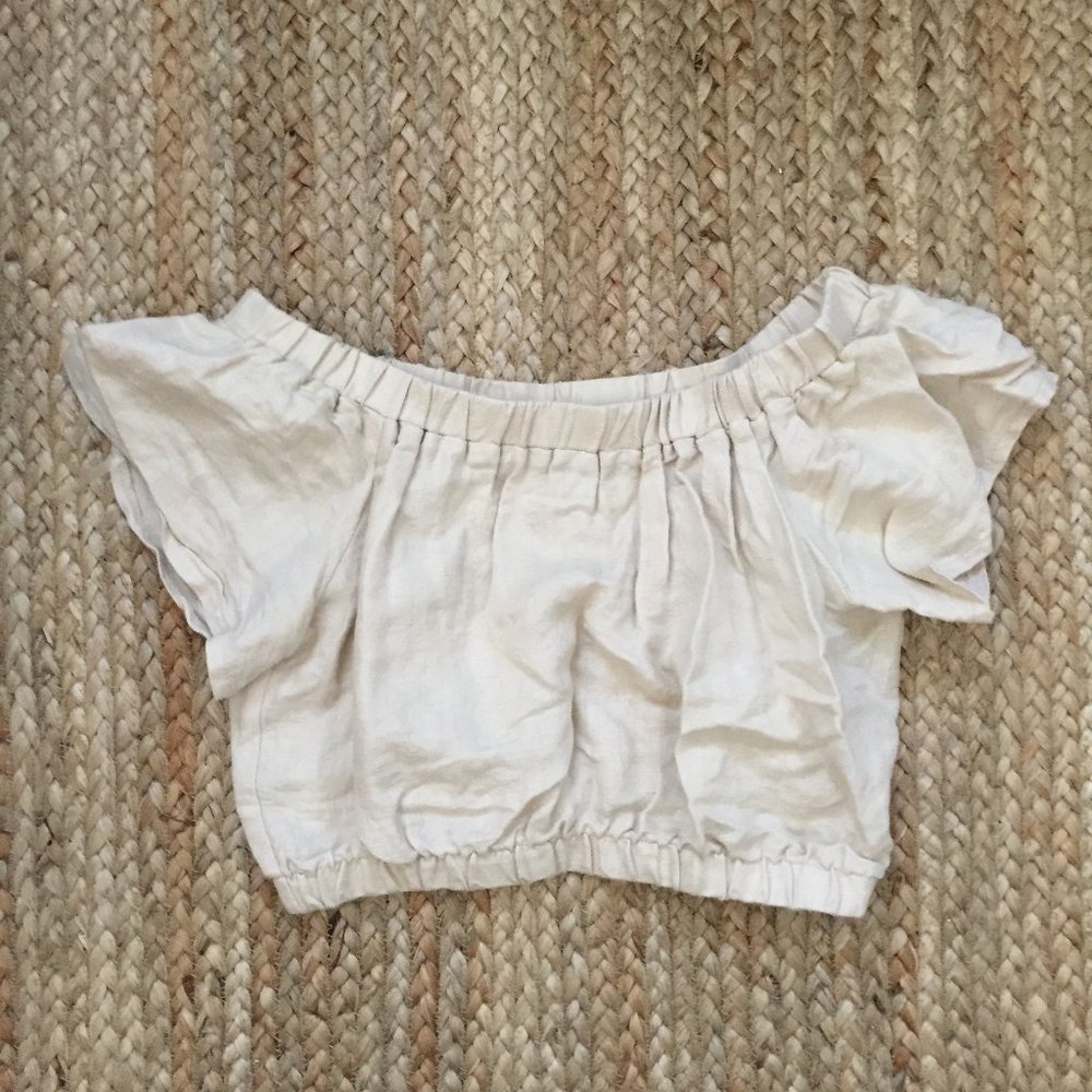 Lush Linen Crop Top Off Shoulder